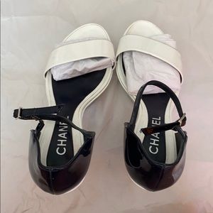 Chanel black and white high heels